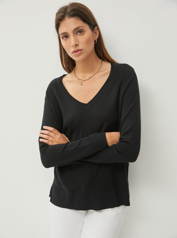 Raglan Sleeve Knit Sweater - black
