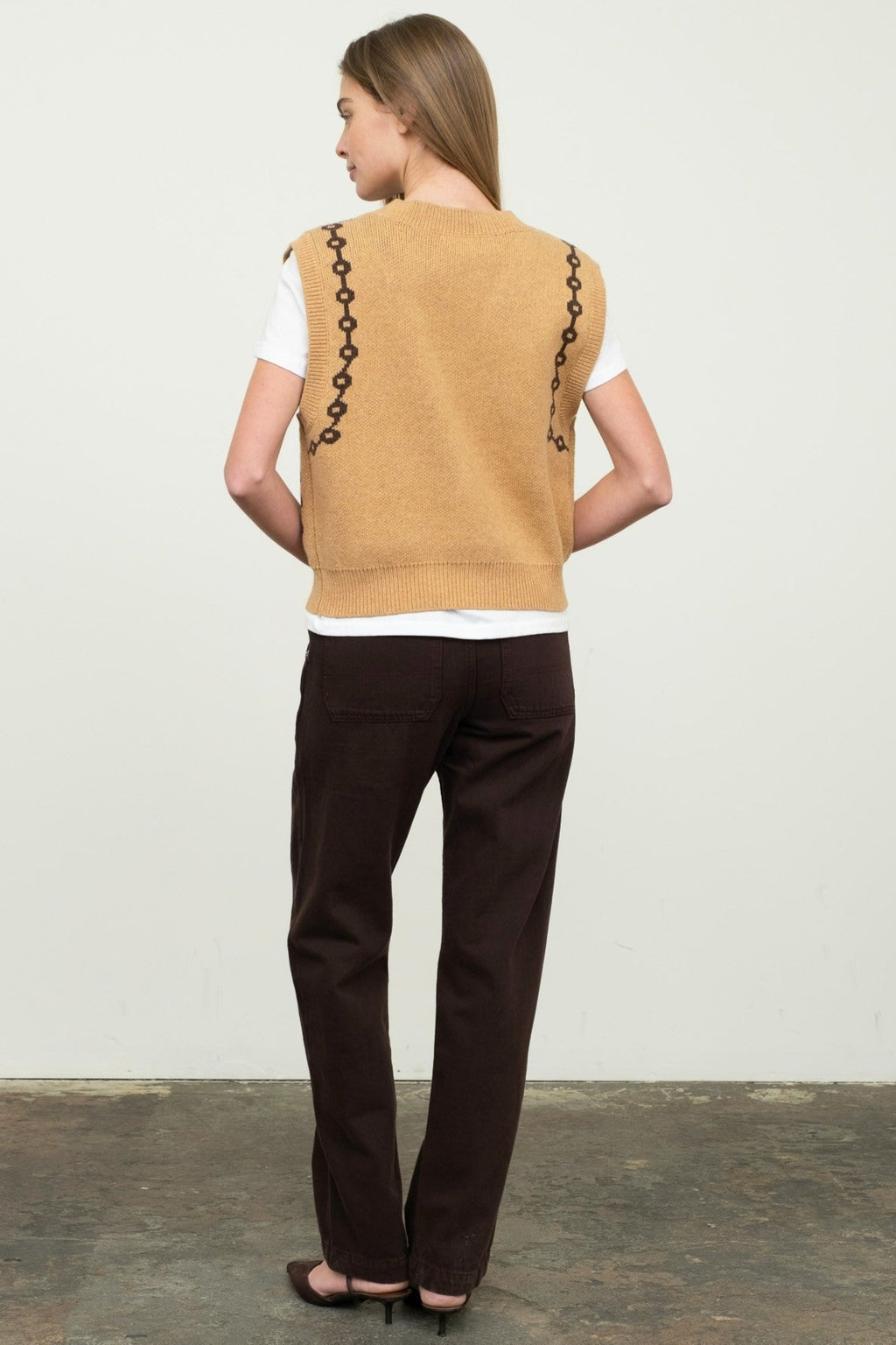 トップス Osmanthus Motif Jacquard Knitted Vest Osmanthus Motif Jacquard Knitted Vest