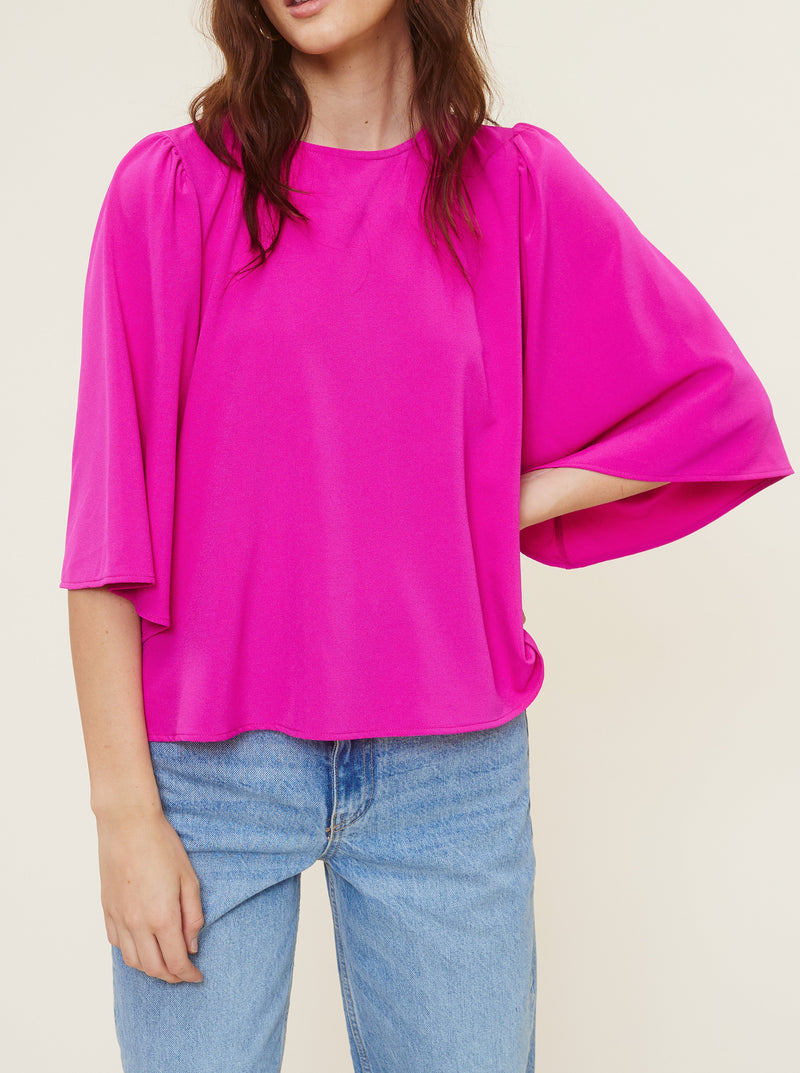 Flowy Sleeve Blouse - ultra pink