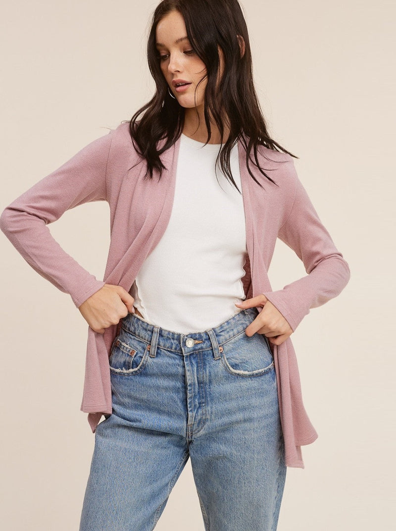 Easy Knit Cardigan- mauve