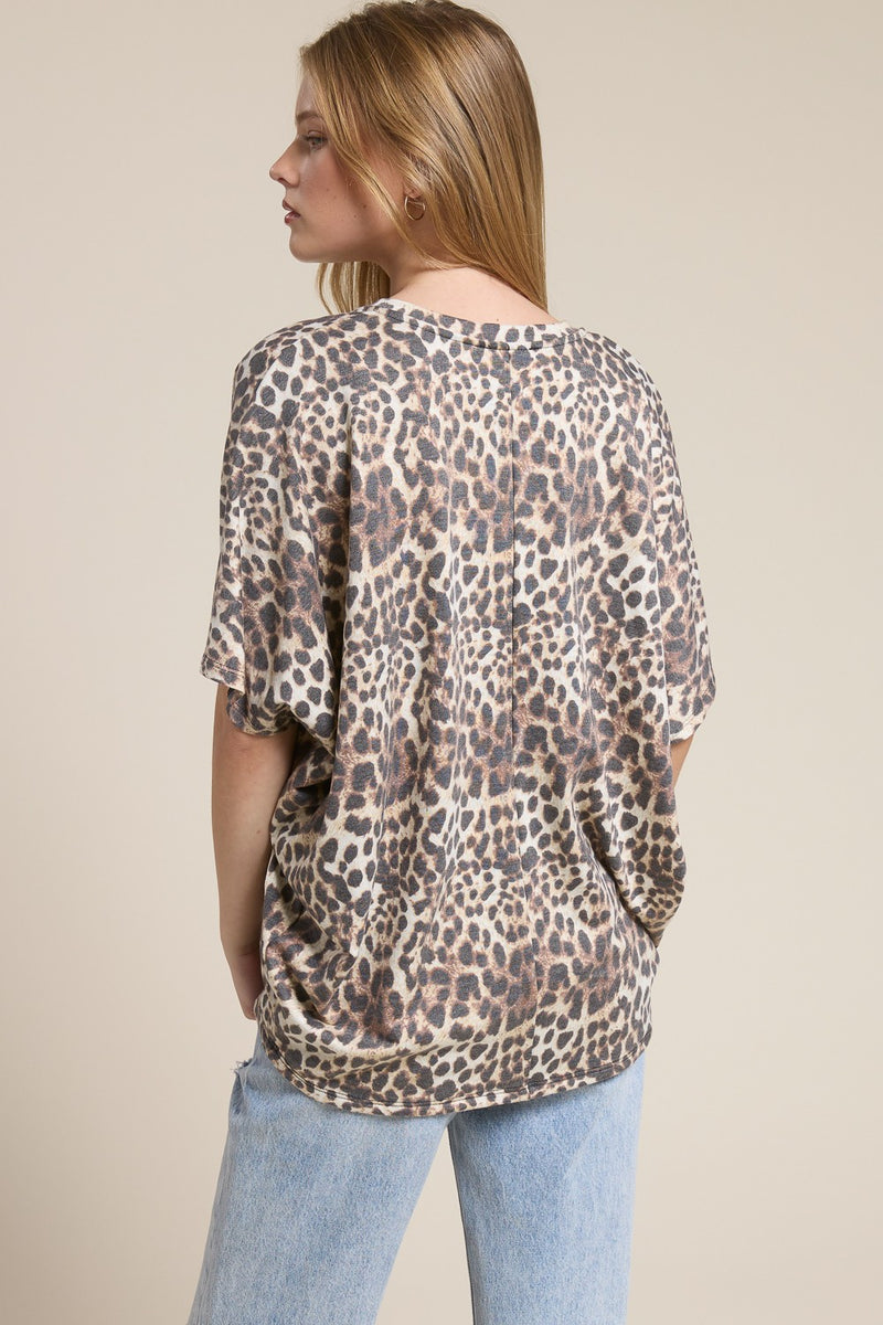 Leopard V-Neck Oversized Top