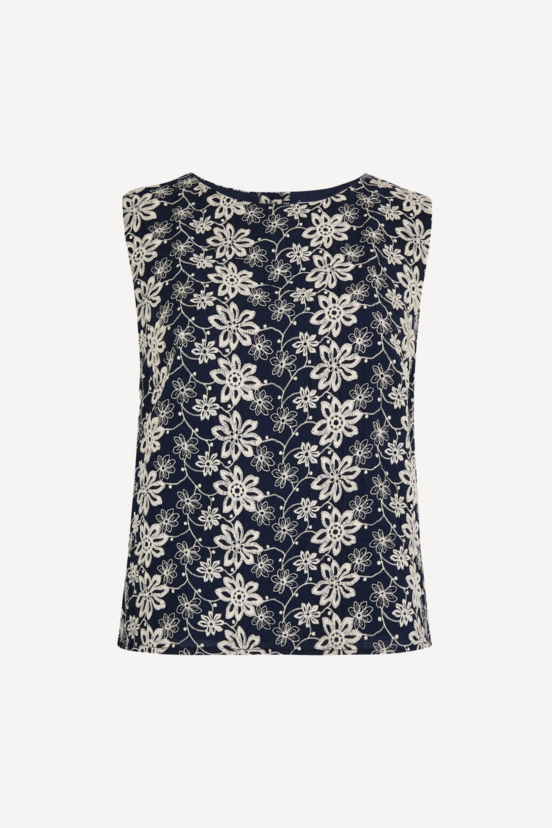 Floral Embroidered Cotton Shell Top | Apricot | Ambiance SF