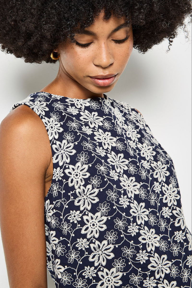 Floral Embroidered Cotton Shell Top | Apricot | Ambiance SF