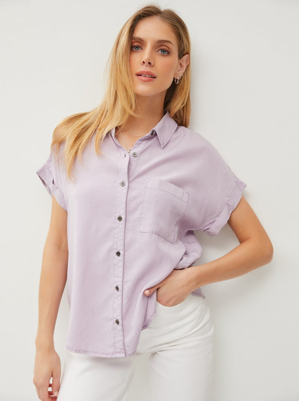 Dolman Sleeve Button Front Top