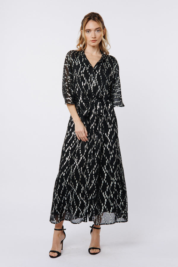bex midi dress black white Bex Midi Dress - Black/White