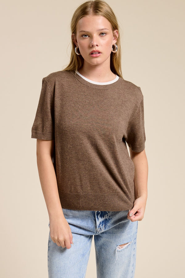 Contrast Trim Knit Tee