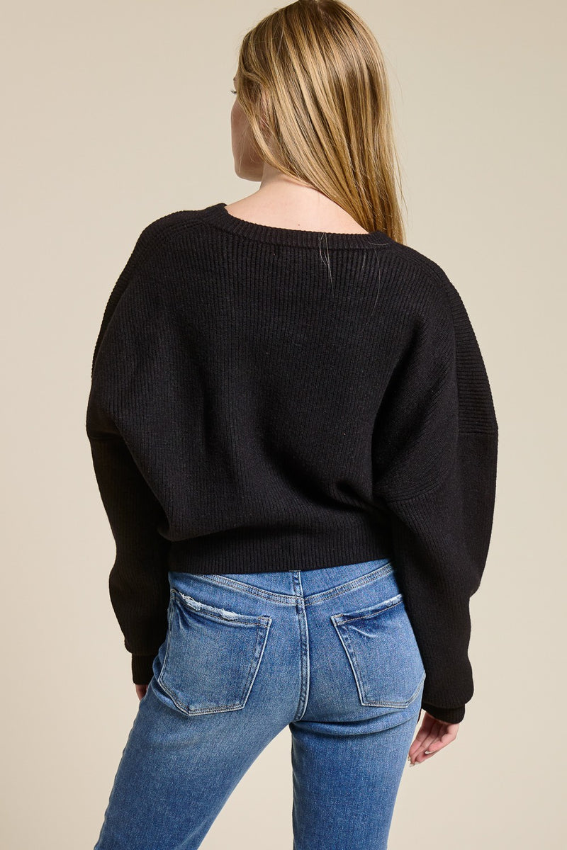 Crew Neck Ribbed Knit Pullover