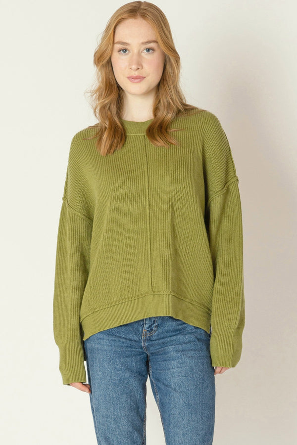 Seaming Detail Mock Neck Sweater