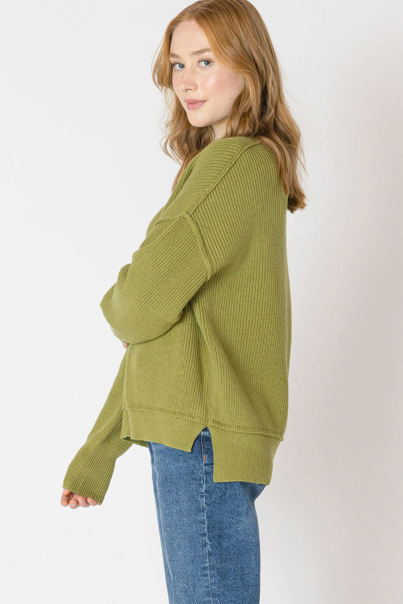 Seaming Detail Mock Neck Sweater