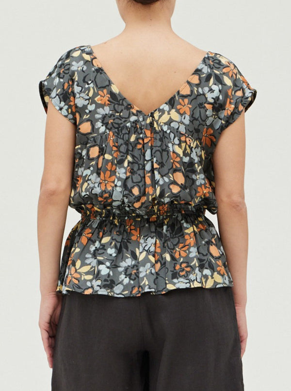 Shirred Printed Blouse