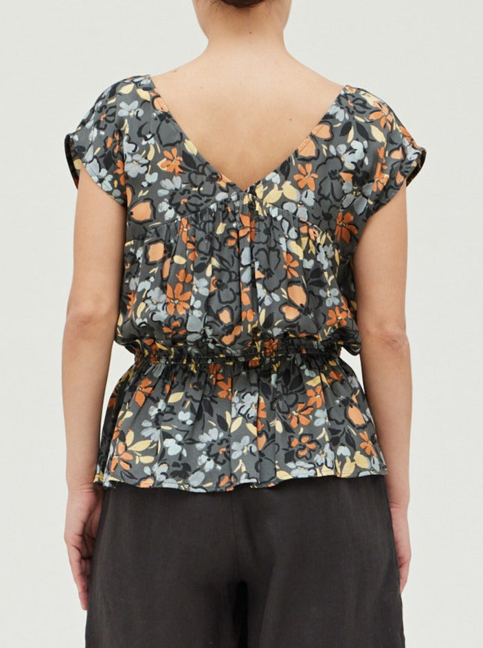 Shirred Printed Blouse