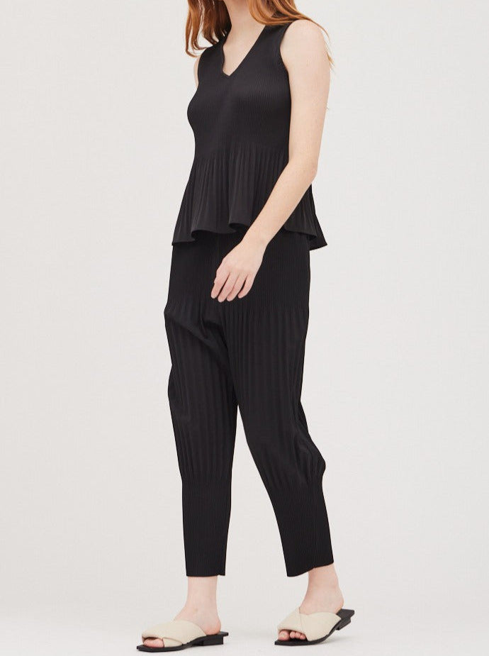 Pleated V Neck Top