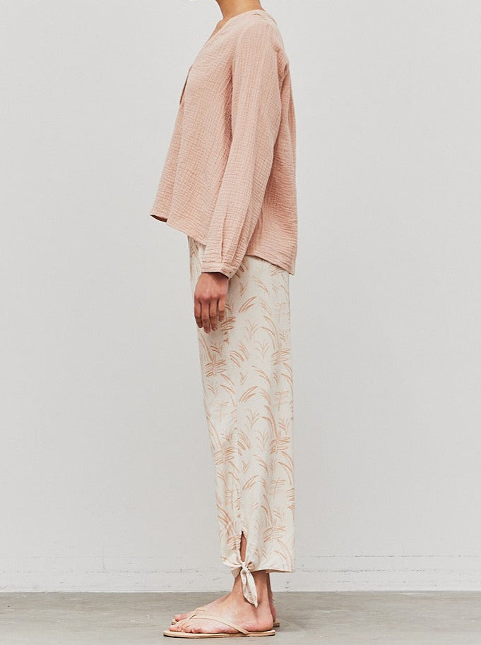 Leaf Print Tie Pants