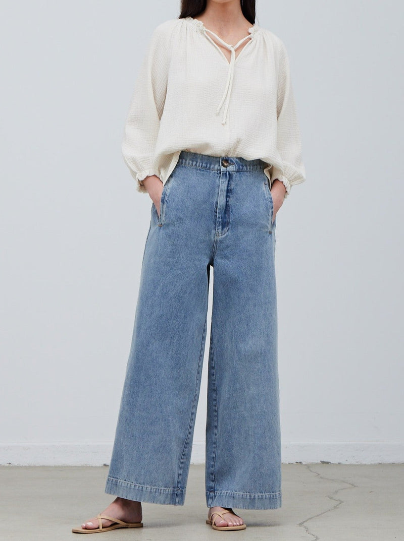 Denim Straight Leg Pants