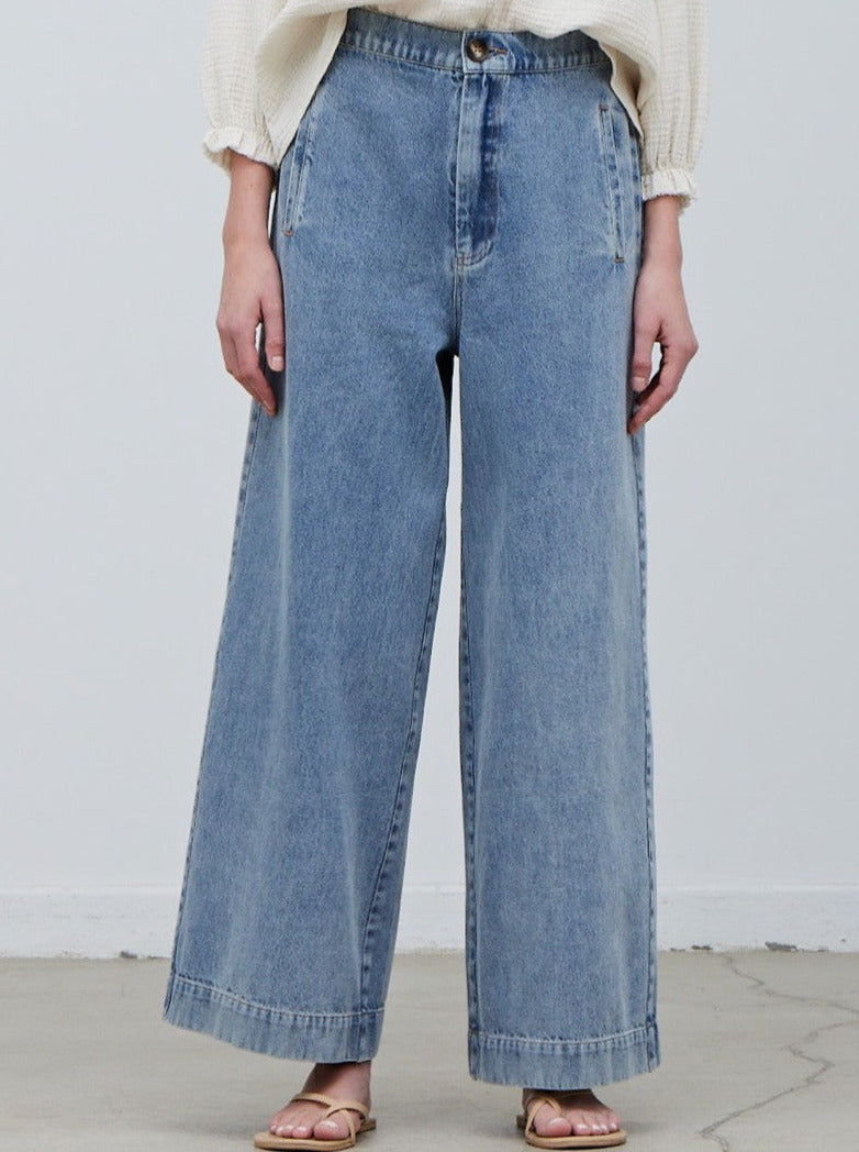 Denim Straight Leg Pants