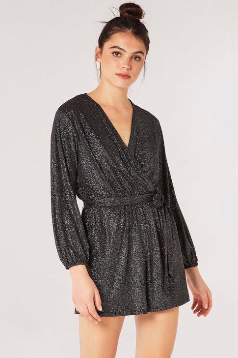 Metallic Shimmer Wrap Romper