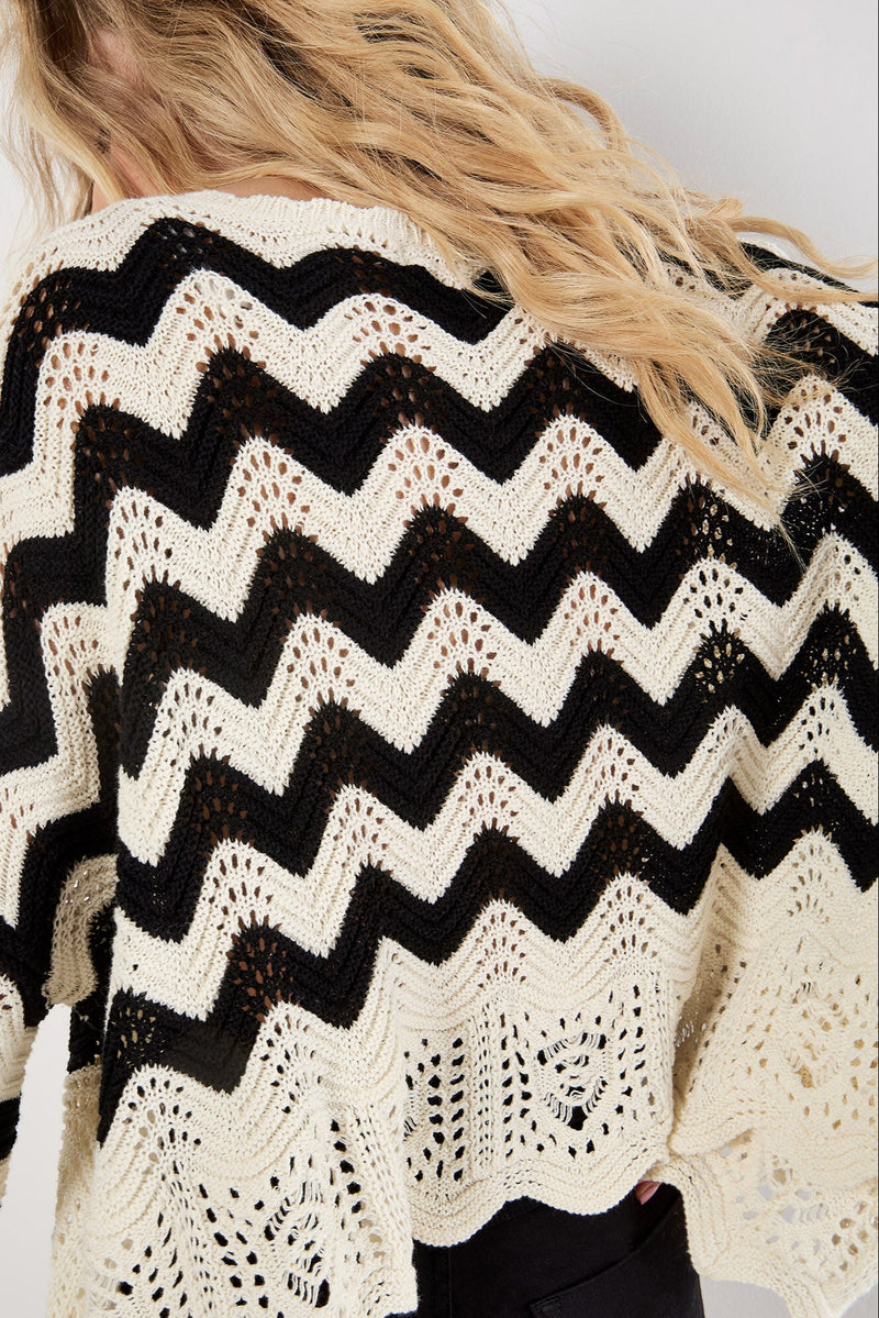 Chevron Scallop Edge Sweater