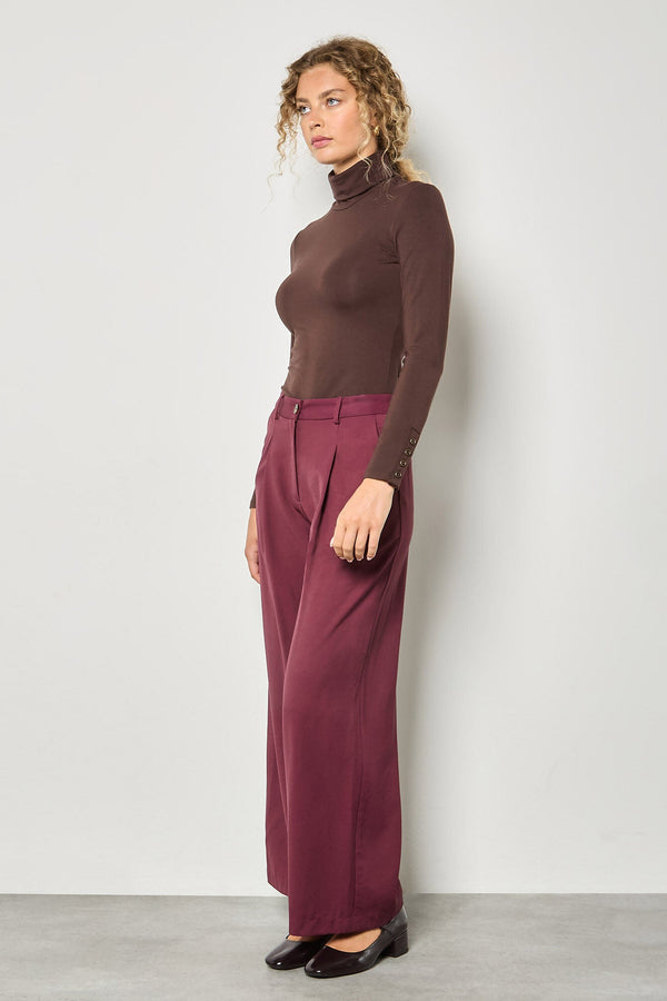 Turtleneck Button Cuff Top