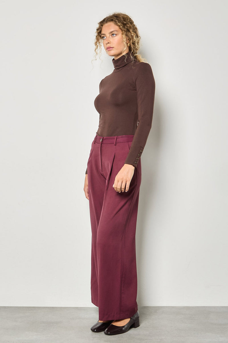 Turtleneck Button Cuff Top