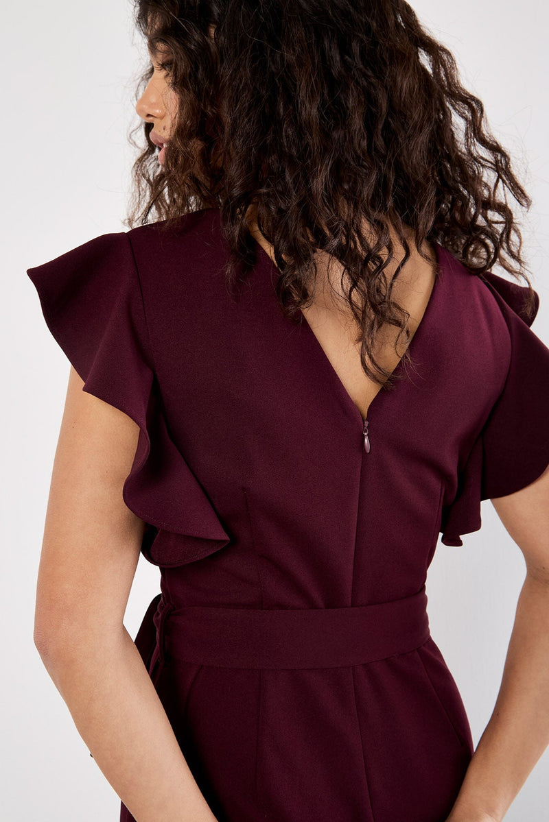 Ruffle Sleeve Jersey Jumpsuit