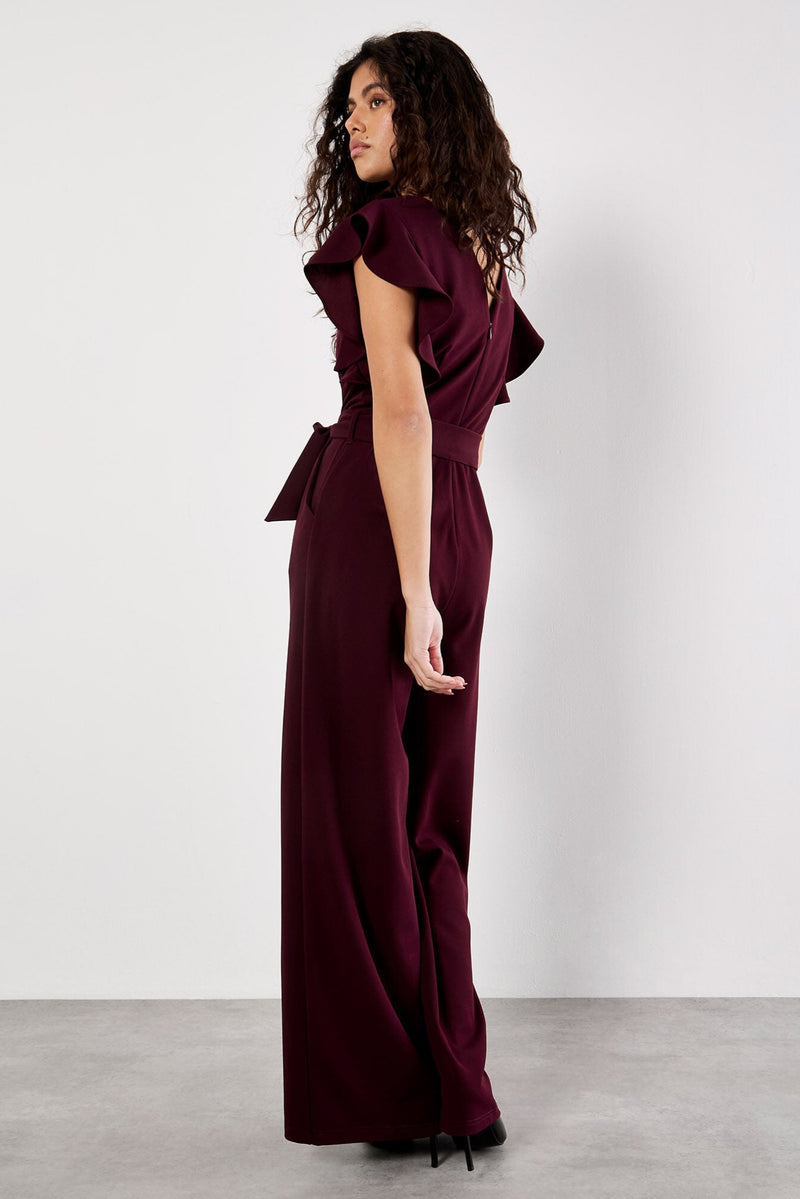 Ruffle Sleeve Jersey Jumpsuit