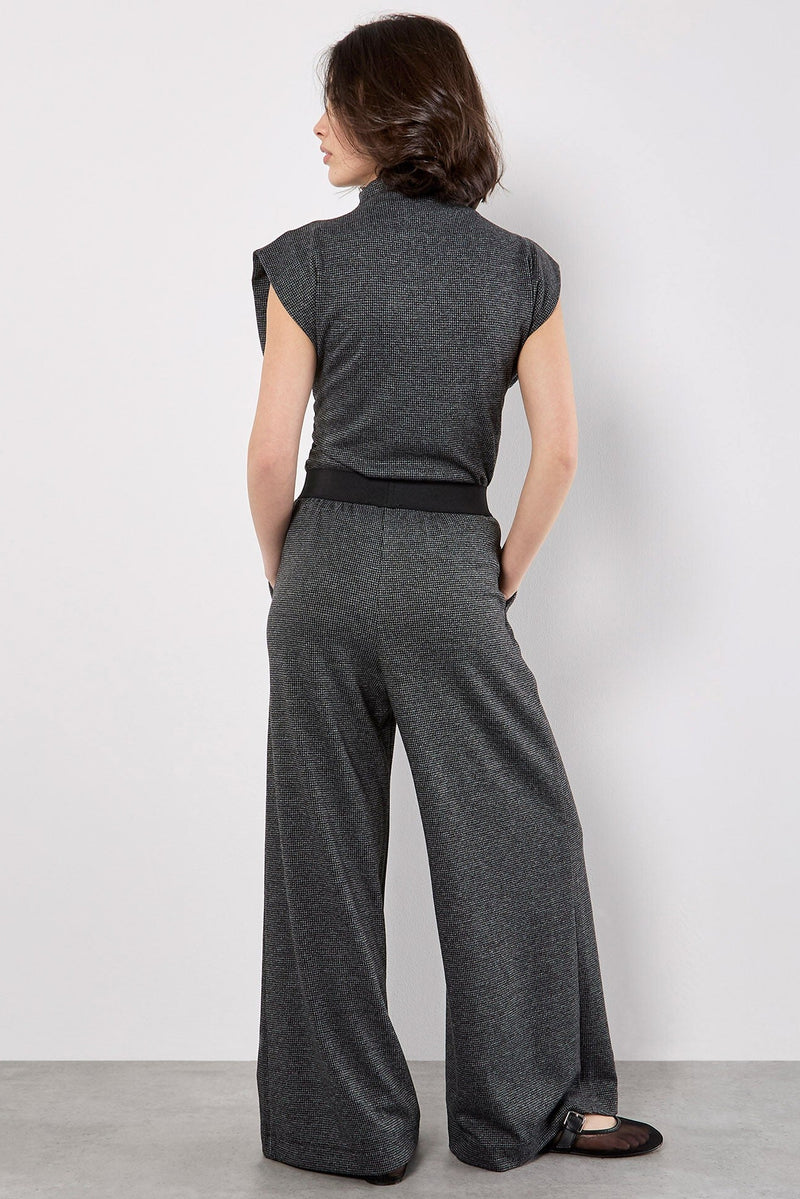 Mini Houndstooth High Neck Ruched Top