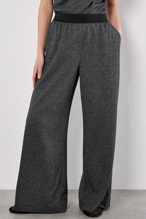 Mini Houndstooth Wide Leg Trousers