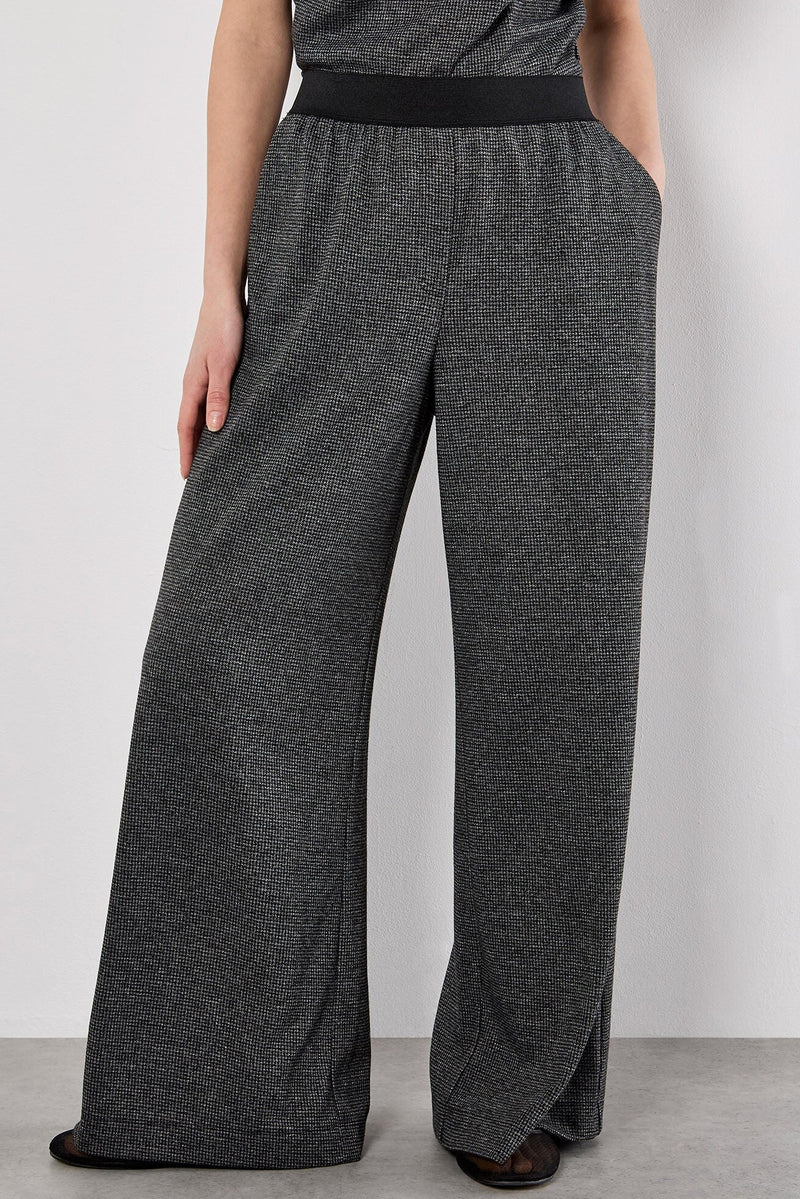 Mini Houndstooth Wide Leg Trousers