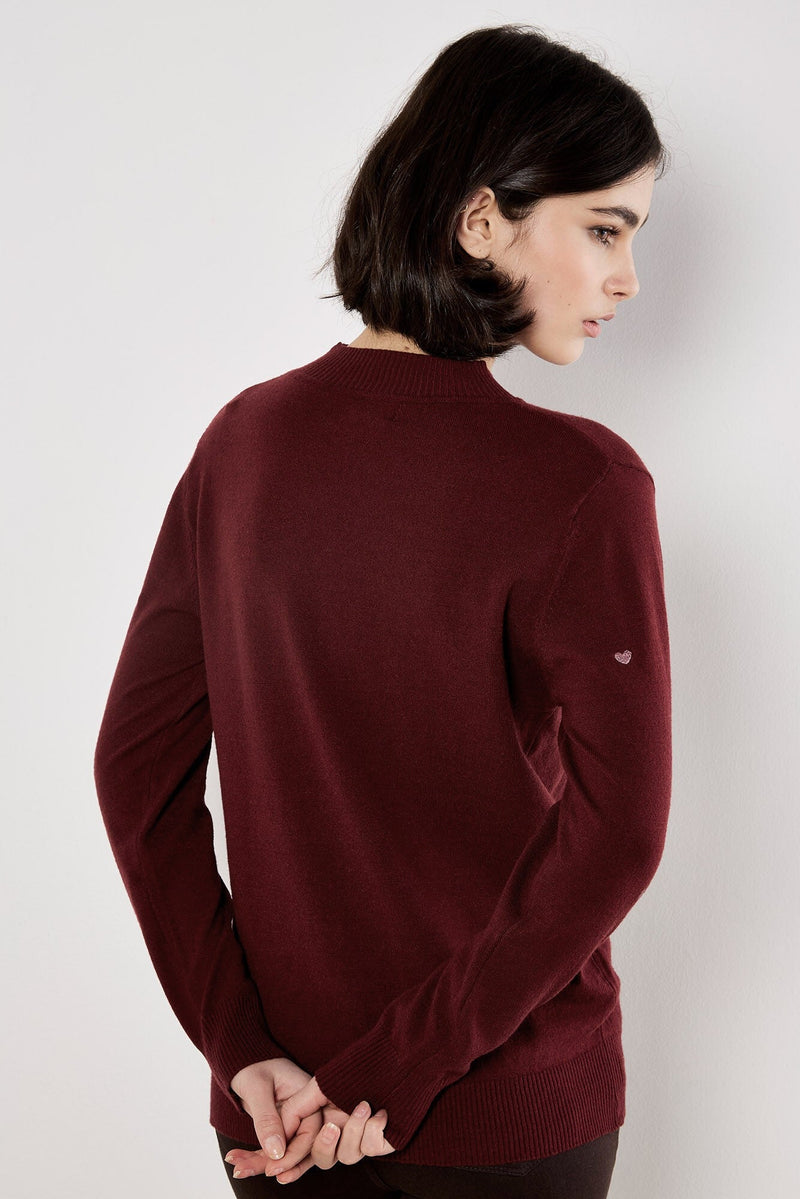 Embroidered Hearts Fine Knit Sweater