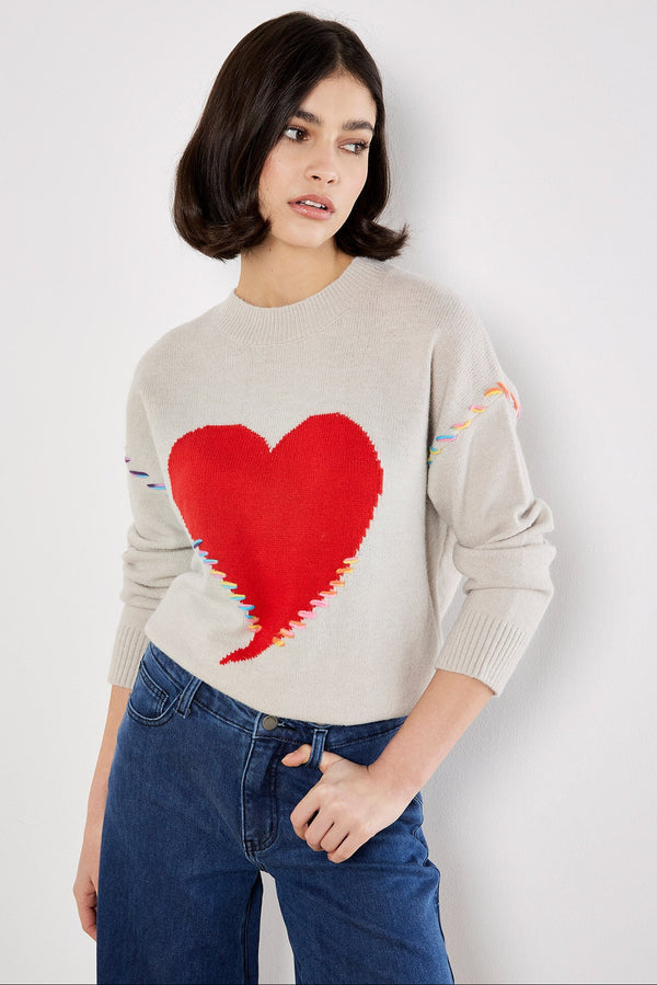 Colorful Stitch Heart Jumper