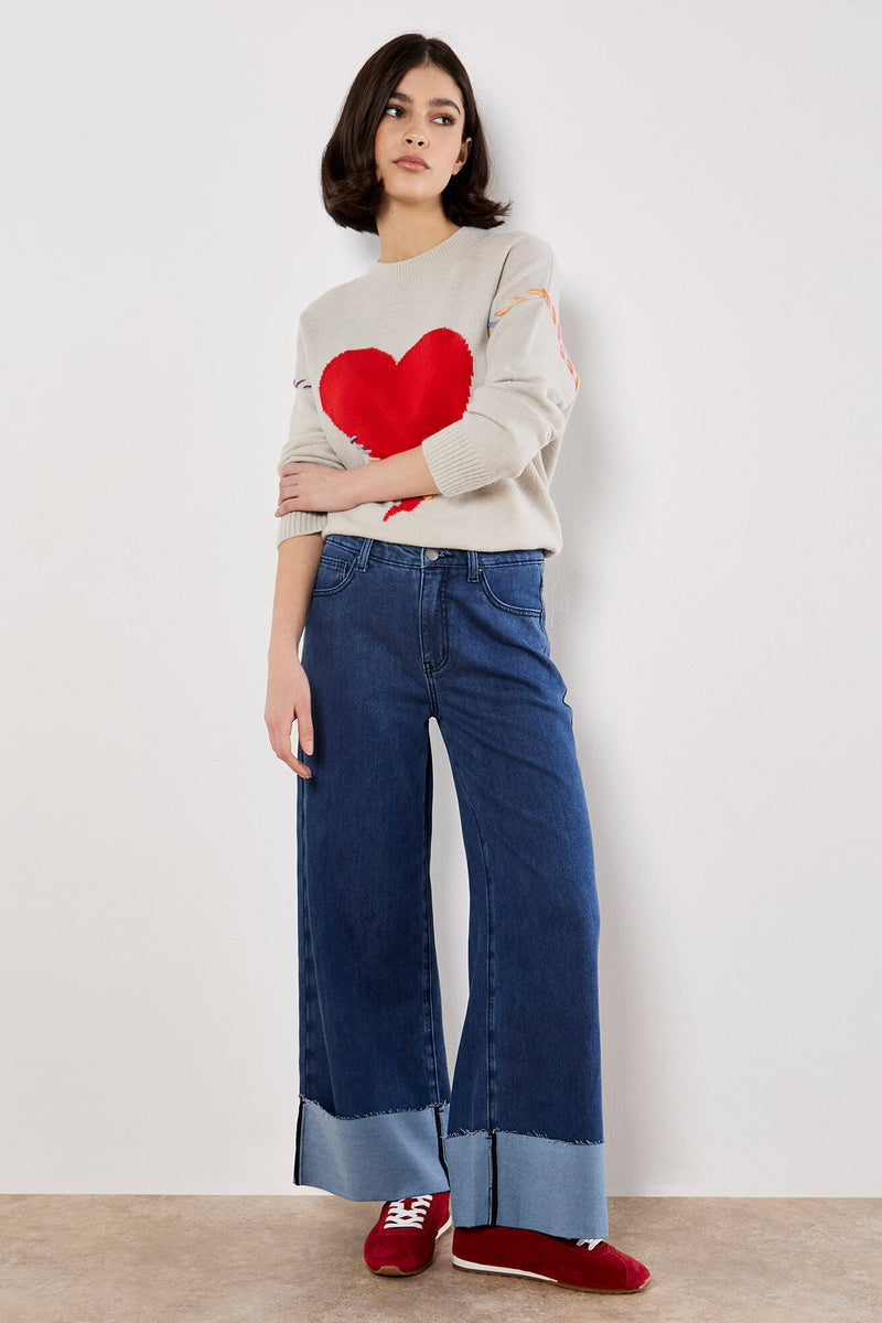 Colorful Stitch Heart Jumper