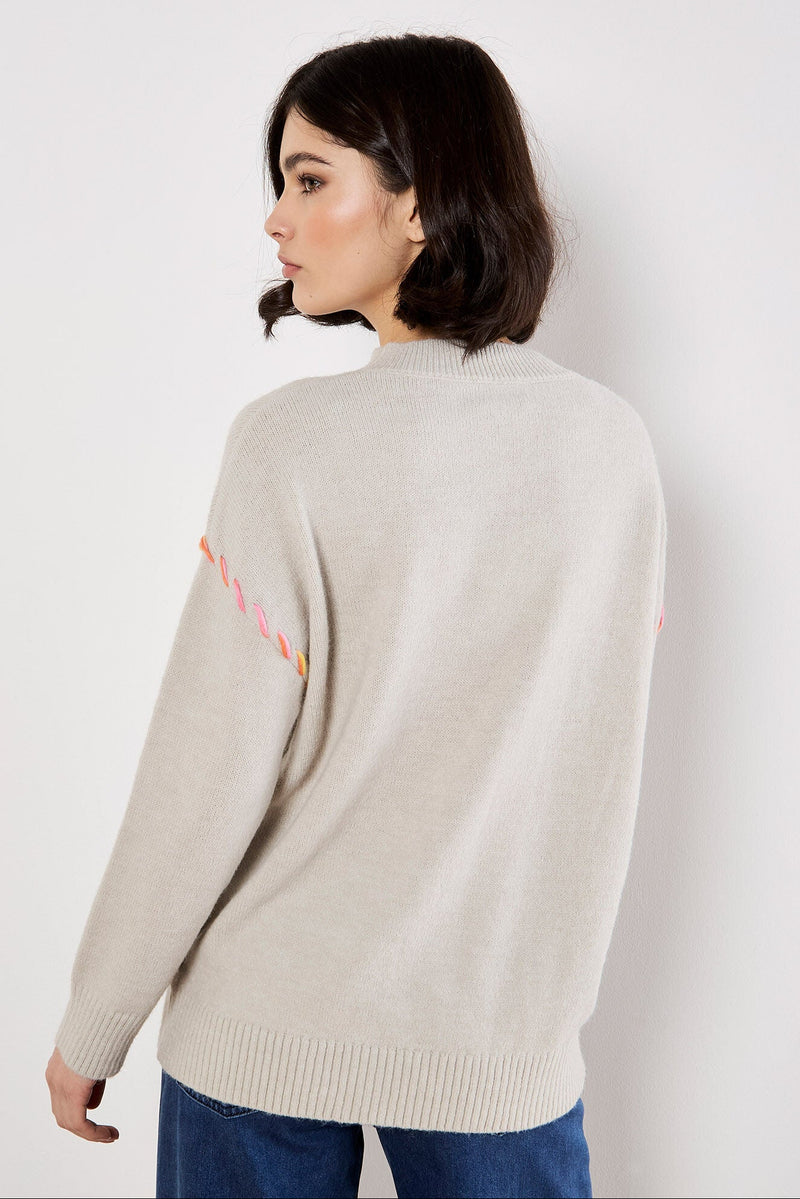 Colorful Stitch Heart Jumper