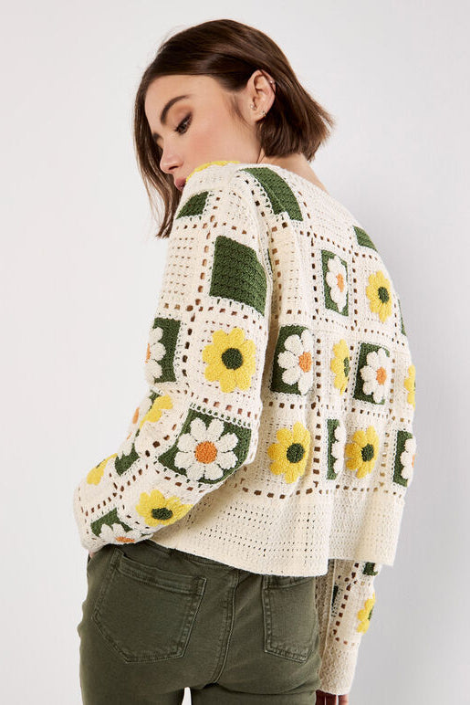 Patchwork Daisy Crochet Cardigan