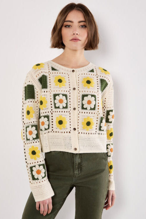Patchwork Daisy Crochet Cardigan