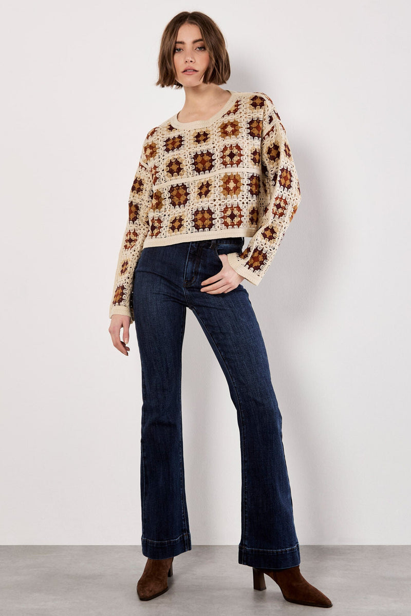 Crochet Squares Cropped Pullover