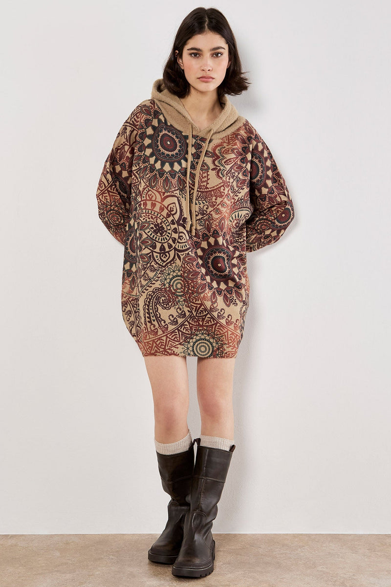 Mandala Hooded Sweater Tunic