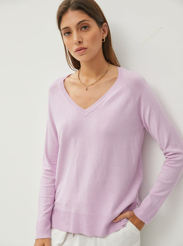 Raglan Sleeve Knit Sweater - lavender