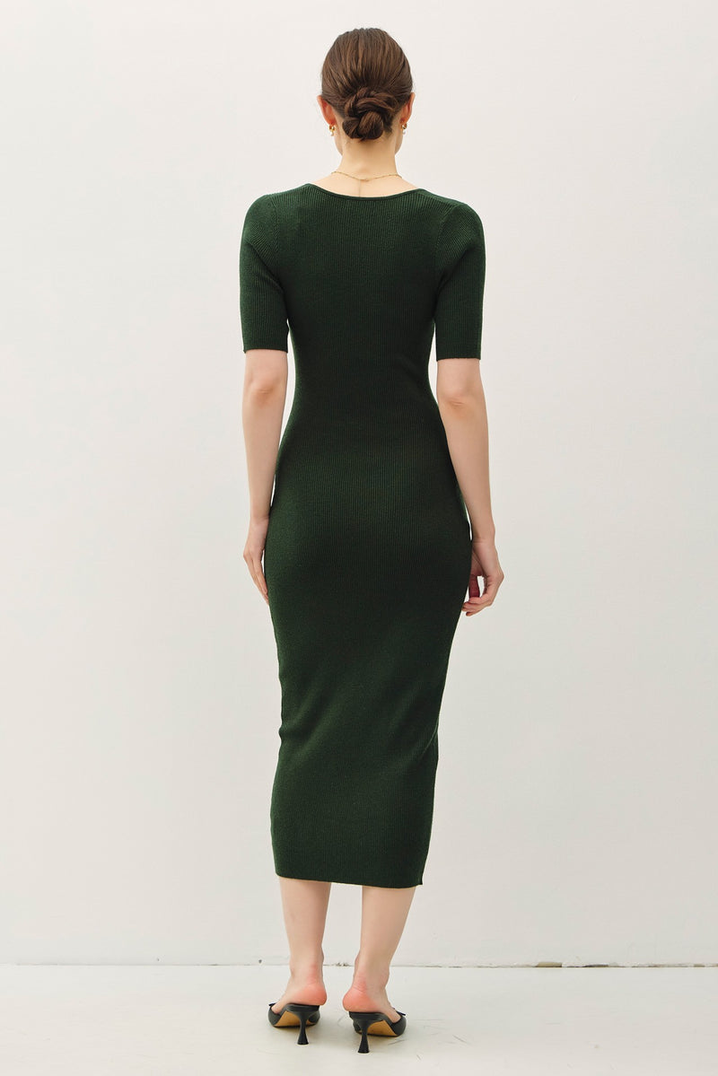 Square Neck Bodycon Sweater Dress