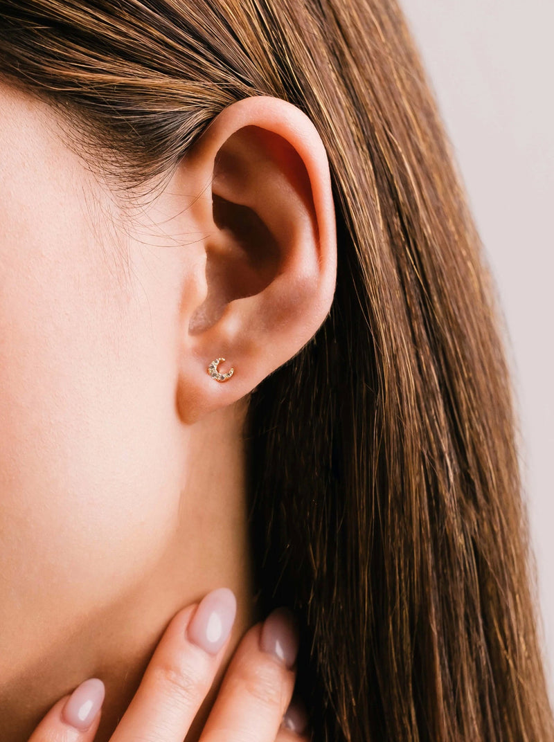 Crystal Moon Stud Earrings