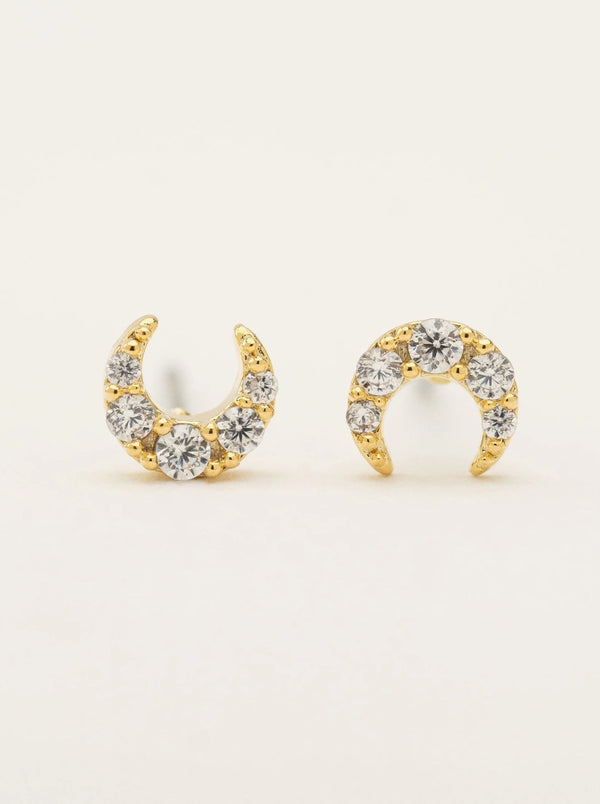 Crystal Moon Stud Earrings
