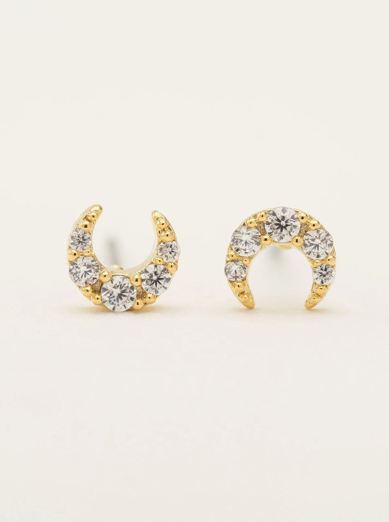 Crystal Moon Stud Earrings