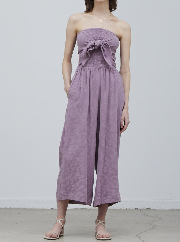 Tie Front Gauze Jumpsuit