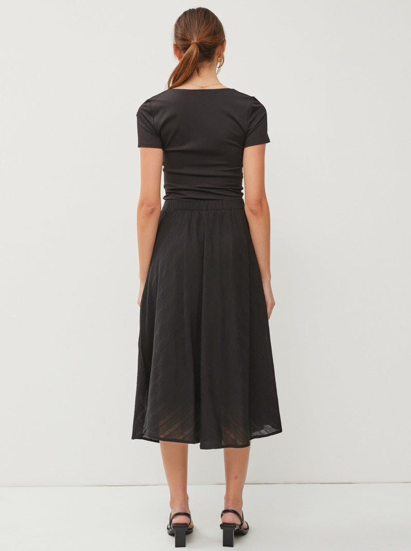 Diagonal Stripe Textured Midi Skirt