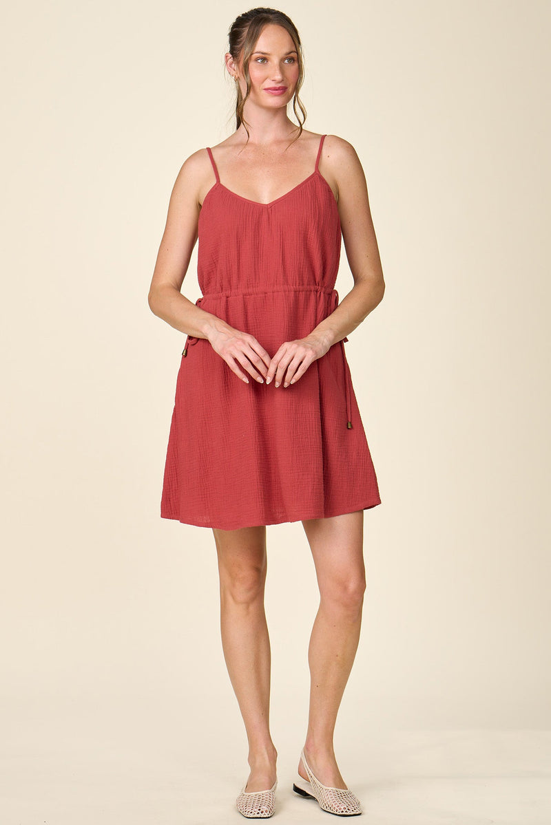 gauze mini dress Spaghetti Strap | ANTHEM the label Lace accent trim Green Classic Elegance Emerald Color:BLACKWATCH TARTAN statement red dress