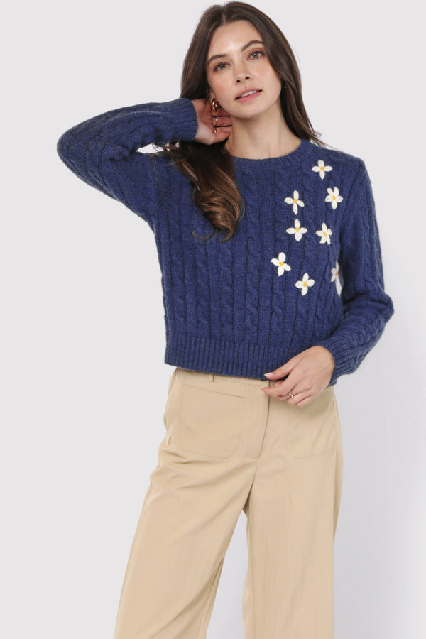 Lulu Embroidered Daisy Sweater