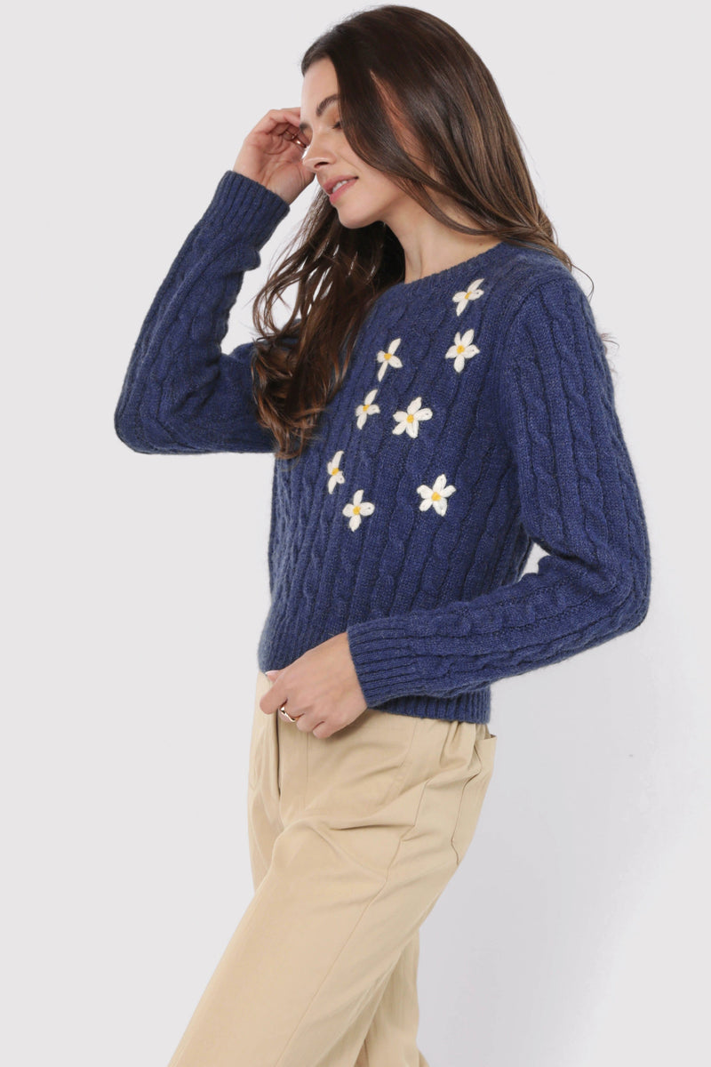 Lulu Embroidered Daisy Sweater