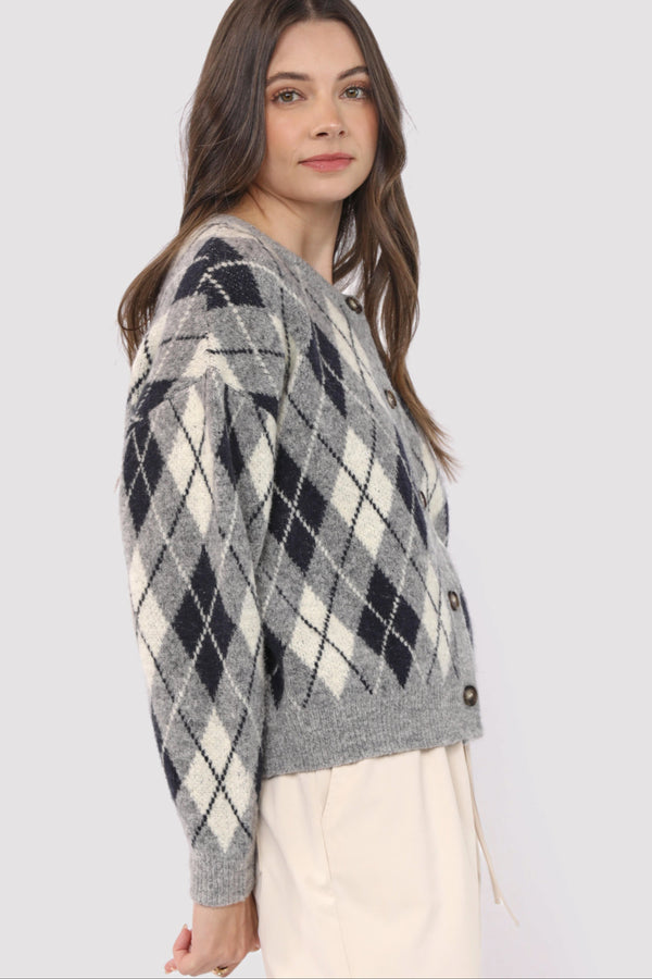 Bec Argyle Sweater Cardigan
