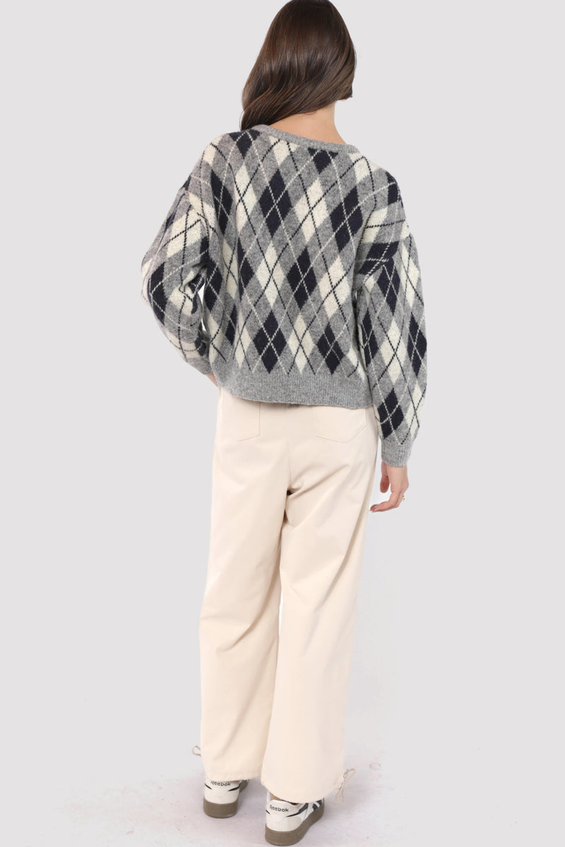 Bec Argyle Sweater Cardigan