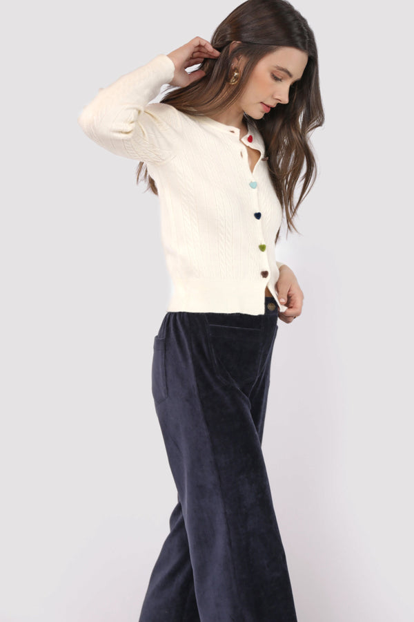 Mochi Heart Button Sweater Cardigan