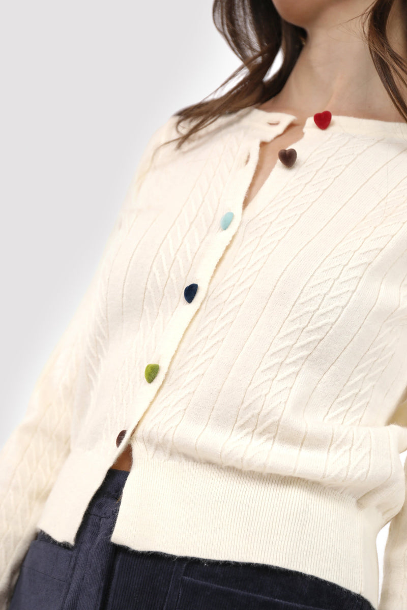 Mochi Heart Button Sweater Cardigan